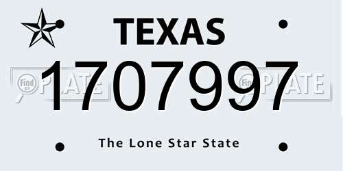 1707997 Texas License Plate