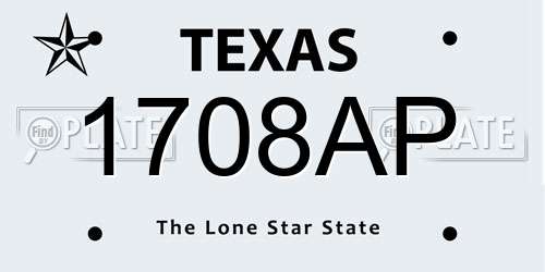 1708AP Texas License Plate