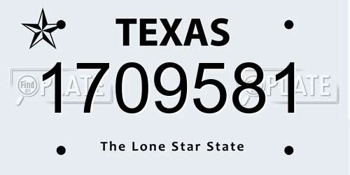 1709581 Texas License Plate