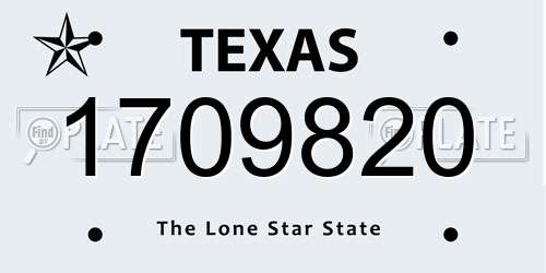 1709820 Texas License Plate