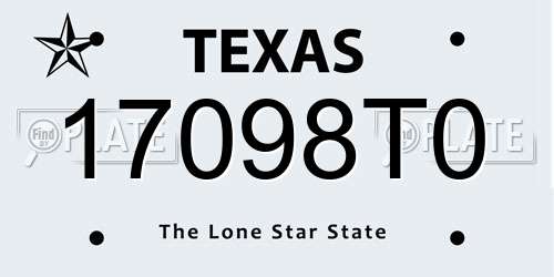 17098T0 Texas License Plate