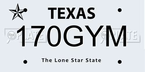 170GYM Texas License Plate