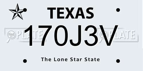 170J3V Texas License Plate
