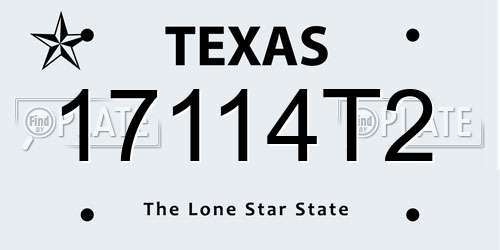17114T2 Texas License Plate