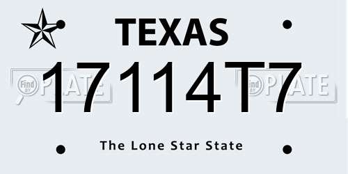 17114T7 Texas License Plate