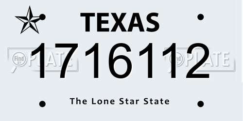 1716112 Texas License Plate