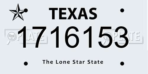 1716153 Texas License Plate