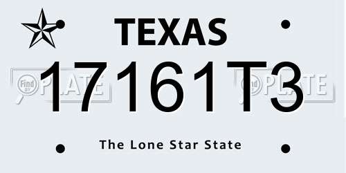 17161T3 Texas License Plate