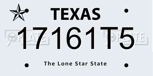 17161T5 Texas License Plate
