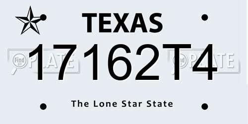 17162T4 Texas License Plate