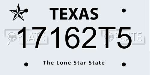 17162T5 Texas License Plate