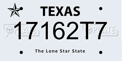 17162T7 Texas License Plate
