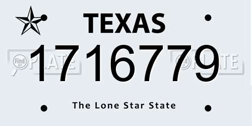 1716779 Texas License Plate