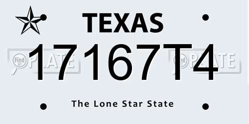 17167T4 Texas License Plate