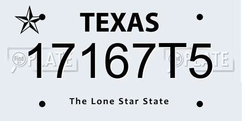 17167T5 Texas License Plate