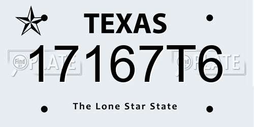17167T6 Texas License Plate