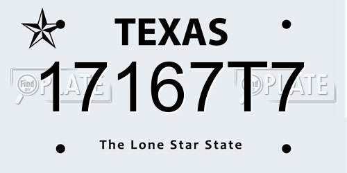 17167T7 Texas License Plate
