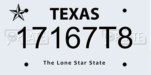 17167T8 Texas License Plate