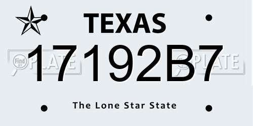 17192B7 Texas License Plate