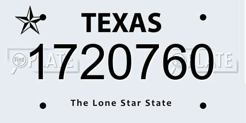 1720760 Texas License Plate