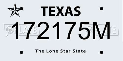 172175M Texas License Plate
