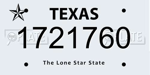 1721760 Texas License Plate
