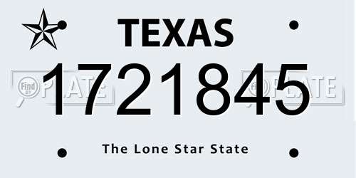 1721845 Texas License Plate