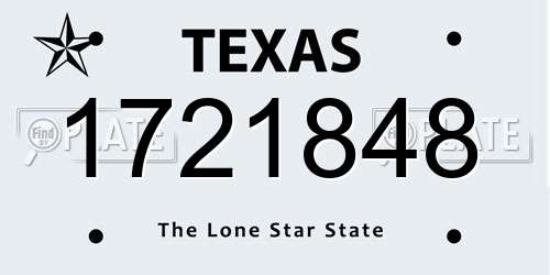 1721848 Texas License Plate