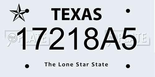 17218A5 Texas License Plate