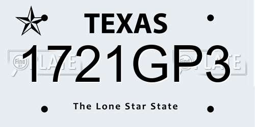 1721GP3 Texas License Plate