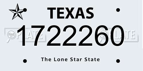 1722260 Texas License Plate