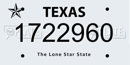 1722960 Texas License Plate