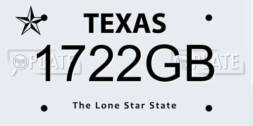 1722GB Texas License Plate