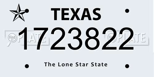 1723822 Texas License Plate