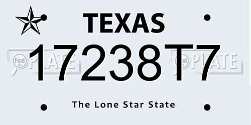17238T7 Texas License Plate