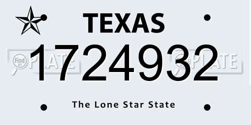 1724932 Texas License Plate