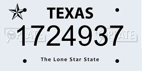 1724937 Texas License Plate