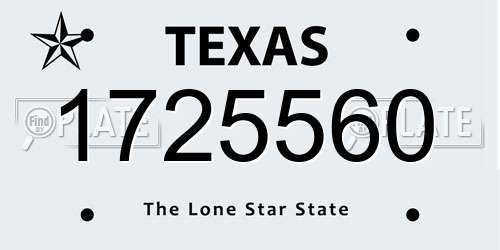 1725560 Texas License Plate