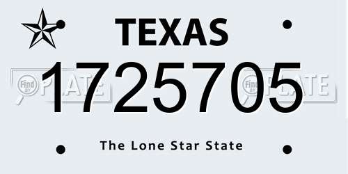 1725705 Texas License Plate