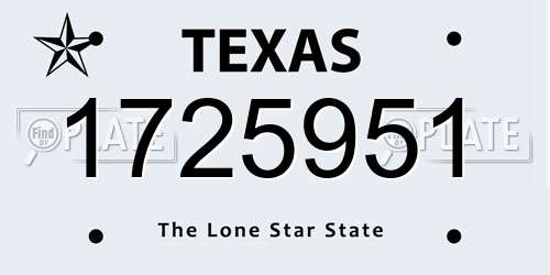 1725951 Texas License Plate