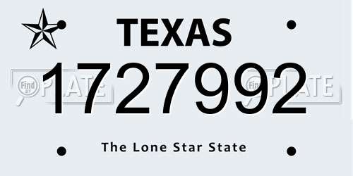 1727992 Texas License Plate