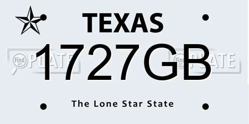 1727GB Texas License Plate