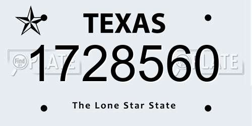 1728560 Texas License Plate