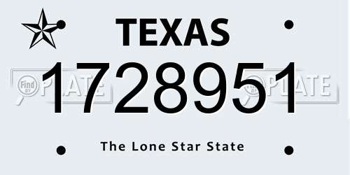 1728951 Texas License Plate