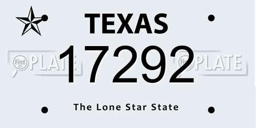 17292 Texas License Plate