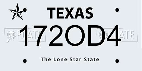 172OD4 Texas License Plate