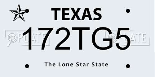 172TG5 Texas License Plate