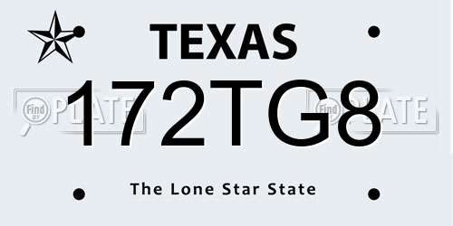 172TG8 Texas License Plate