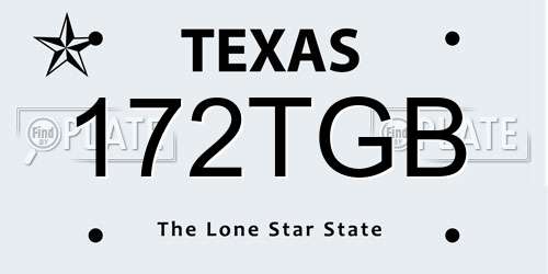 172TGB Texas License Plate