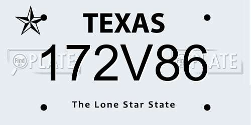 172V86 Texas License Plate